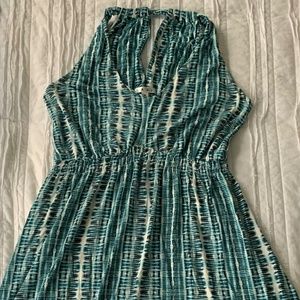 Cabi #323 Tie Dye Blue Halter Dress - Medium